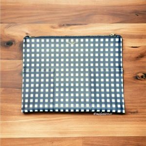 Tory Burch Large Envelope Clutch/Hand Carry Pouch Navy Gingham NEW NEVER USED